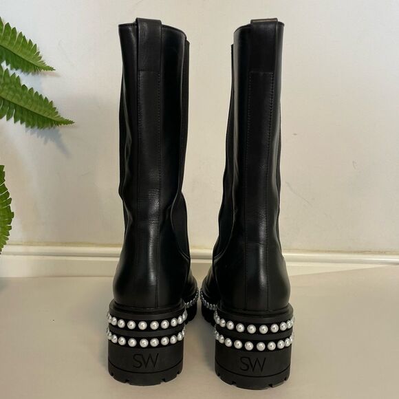 Stuart Weitzman Soho Pearl Chelsea Leather Boots Size 10 Black NWOT‎ - Picture 7 of 12